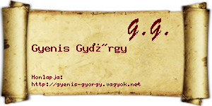 Gyenis György névjegykártya