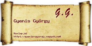Gyenis György névjegykártya
